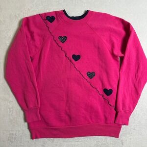 VTG 80s Pannill by Hanes Sweatshirt XL Pink Hearts USA Made Grandmacore Coquette